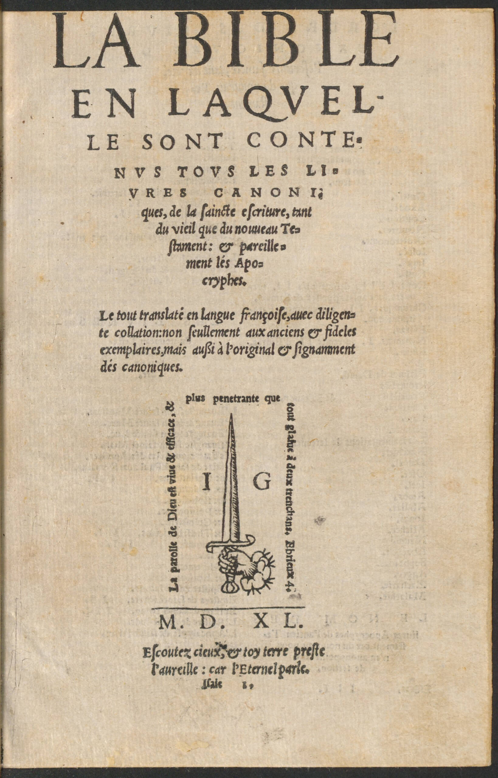 Bible de l'Épée